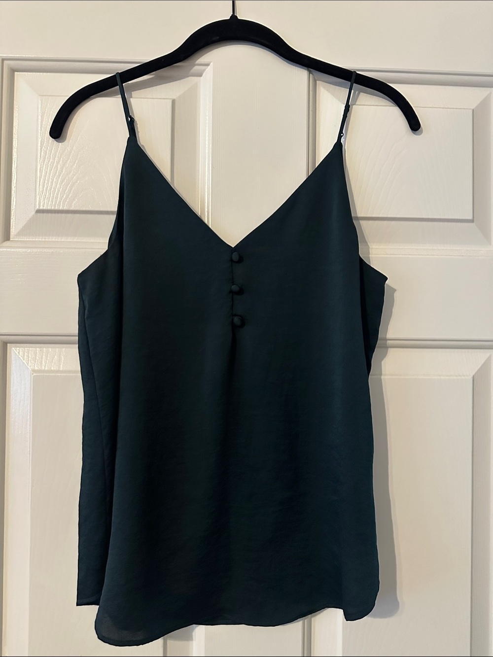 Satin V-Neck Button Front Cami Tank Top